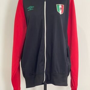 Umbro M Mexico Black and Red Full Zip Track‎ Jacket with Pockets 180